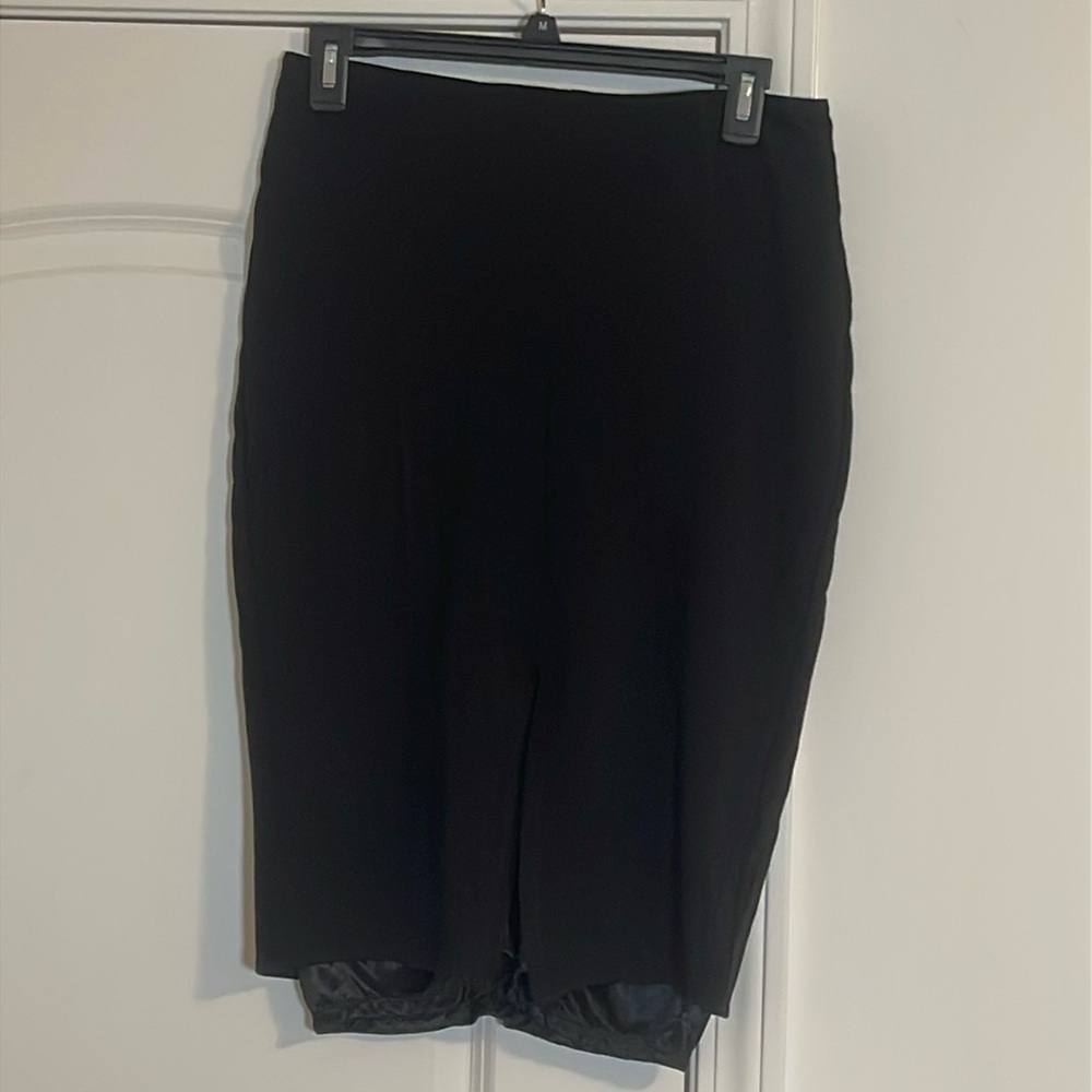 Mango MNG Suit Collection Black Kick Pleat Midi Lined Career Pencil Skirt Size S